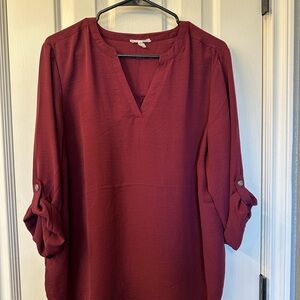 Maurices Deep Red V-Neck Blouse